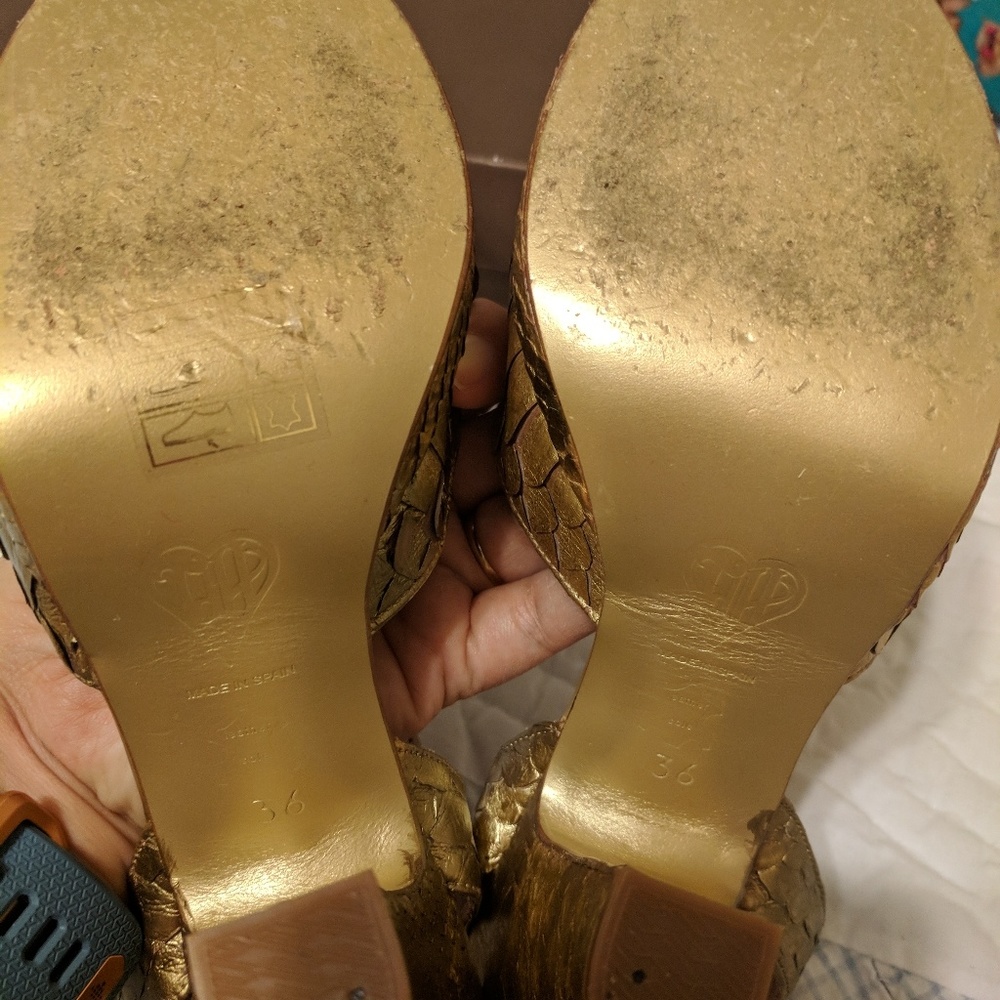 Terry De Havilland Gold Python Platform Sandals - image 6